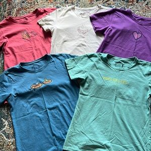 LIFE IS GOOD WOMENS BUNDLE OF 5 T-SHIRTS IN SZ S…EXCELLENT PREOWNED CONDITION!!!